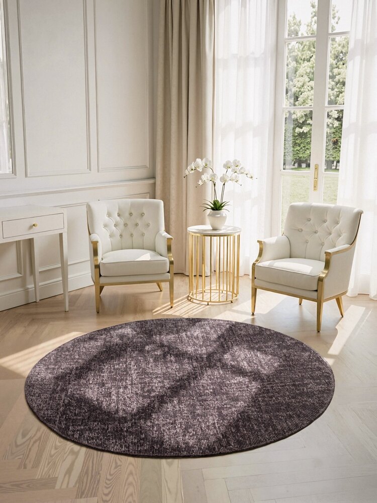 Rond vintage vloerkleed - Prisma Bruin