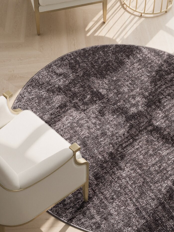 Rond vintage vloerkleed - Prisma Bruin