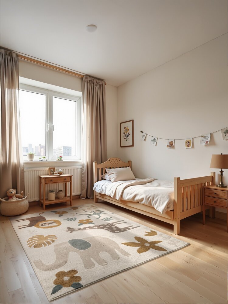 Kindervloerkleed - Adventures Animal Safari Crème