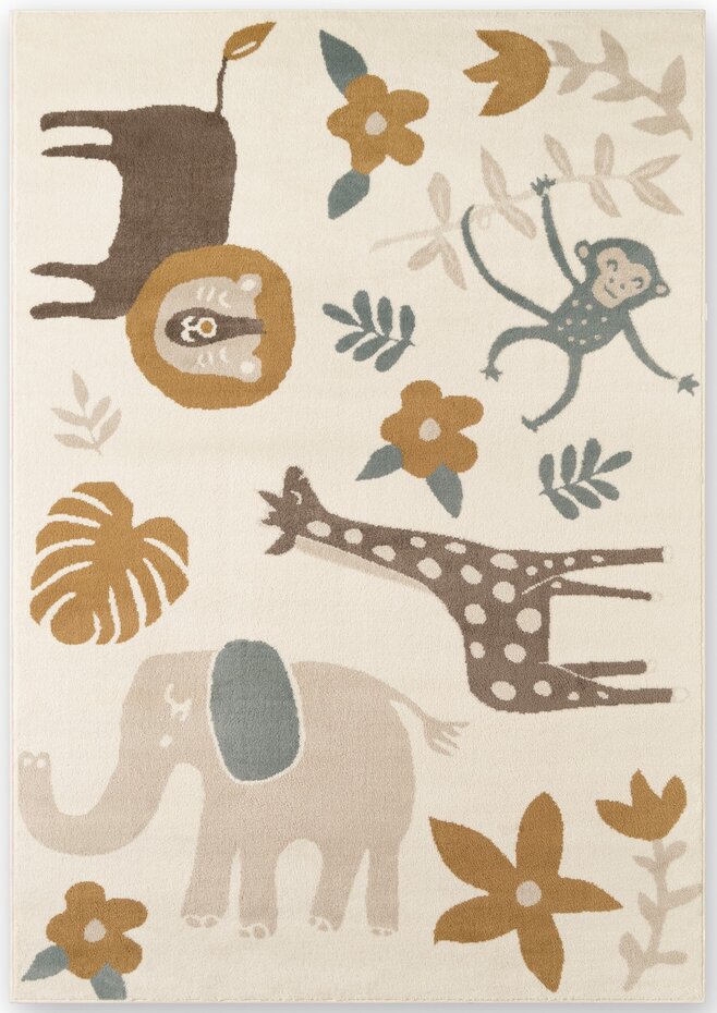 Kindervloerkleed - Adventures Animal Safari Crème