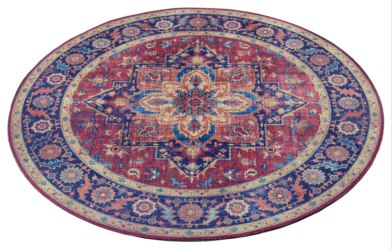 Rond vintage vloerkleed - Oriental Anthea Rood Rond vintage vloerkleed - Oriental Anthea Rood