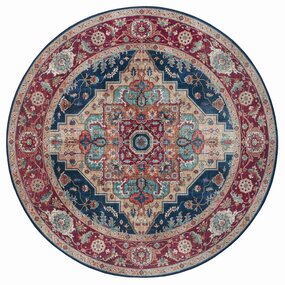 Rond vintage vloerkleed - Oriental Sylla Blauw/Rood Rond vintage vloerkleed - Oriental Sylla Blauw/Rood