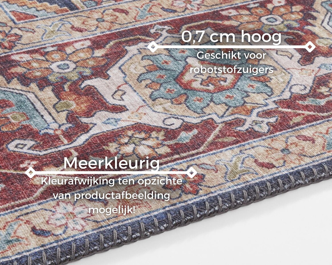 Rond vintage vloerkleed - Oriental Sylla Blauw/Rood Rond vintage vloerkleed - Oriental Sylla Blauw/Rood
