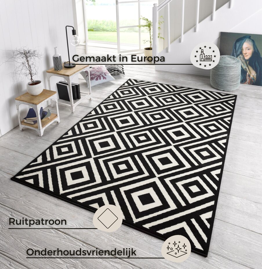 Modern vloerkleed – Capri Zwart/Wit