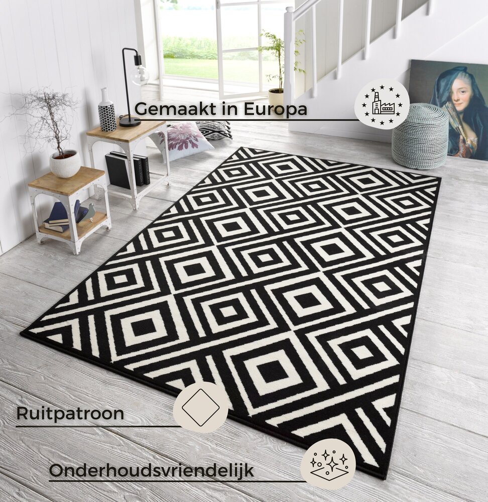 Modern vloerkleed – Capri Zwart/Wit