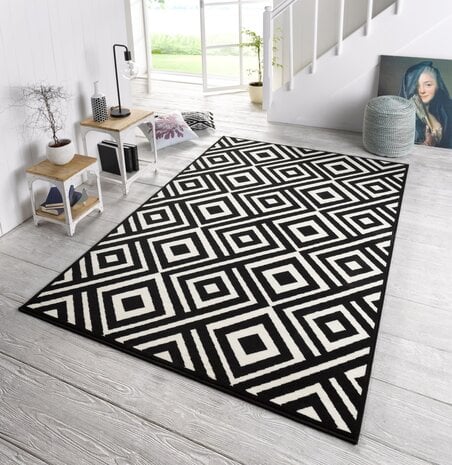 Modern vloerkleed – Capri Zwart/Wit