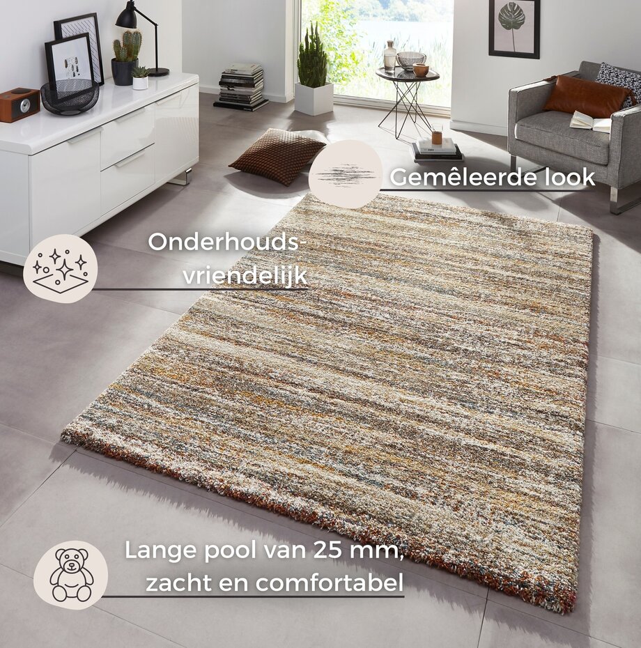 Gemêleerd vloerkleed - Granite Bruin/Multi