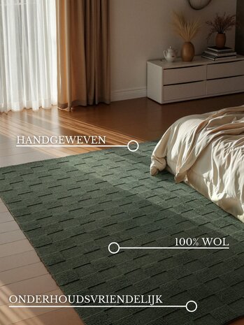Wollen vloerkleed - Scala Blocks Groen