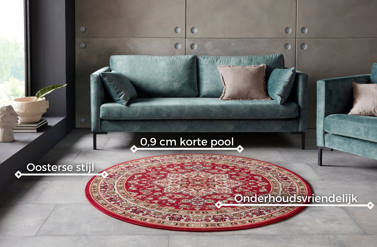 Rond klassiek vloerkleed - Parun Rood Rond klassiek vloerkleed - Parun Rood