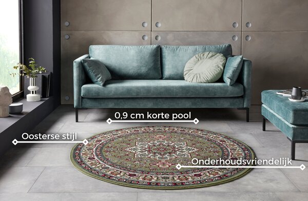Rond klassiek vloerkleed - Parun Groen