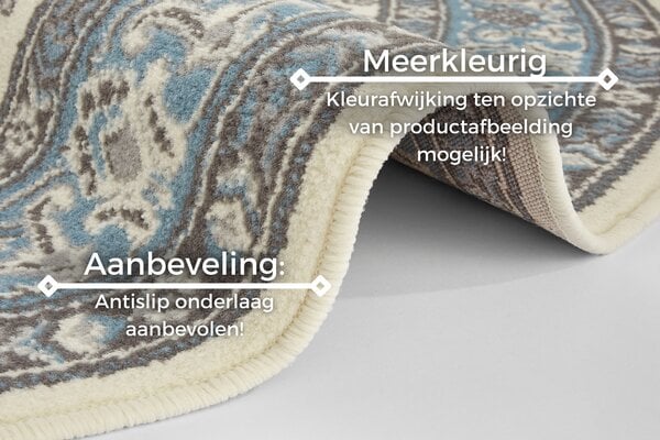 Rond klassiek vloerkleed - Parun Blauw/Crème