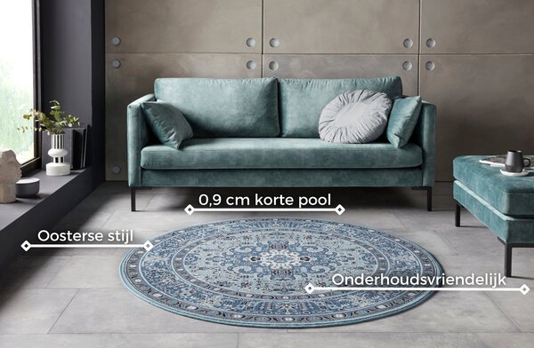 Rond klassiek vloerkleed - Isfahan Blauw