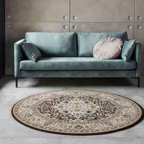 Rond klassiek vloerkleed - Isfahan Bruin/Crème