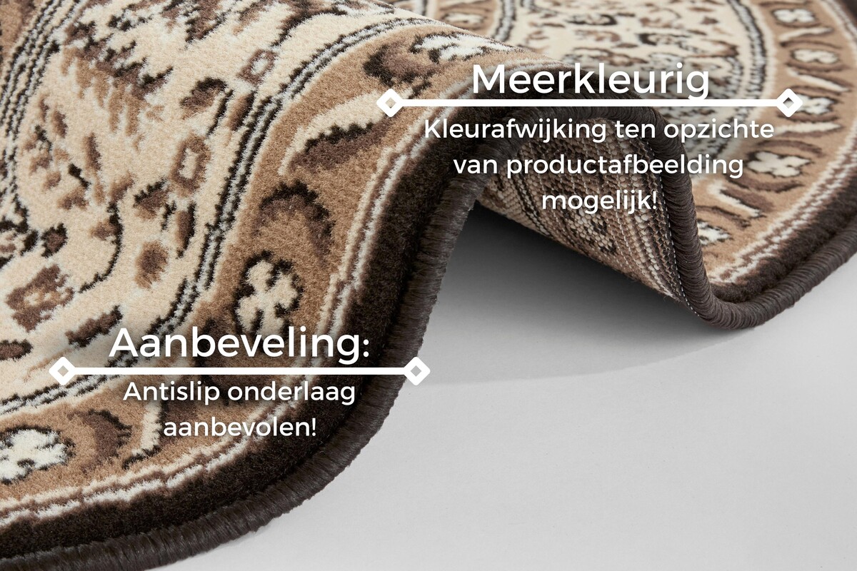 Rond klassiek vloerkleed - Isfahan Bruin/Crème Rond klassiek vloerkleed - Isfahan Bruin/Crème