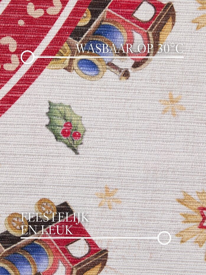 Rond Kerstmis vloerkleed - Toy's Delight Trein Limited Edition Rood/Wit