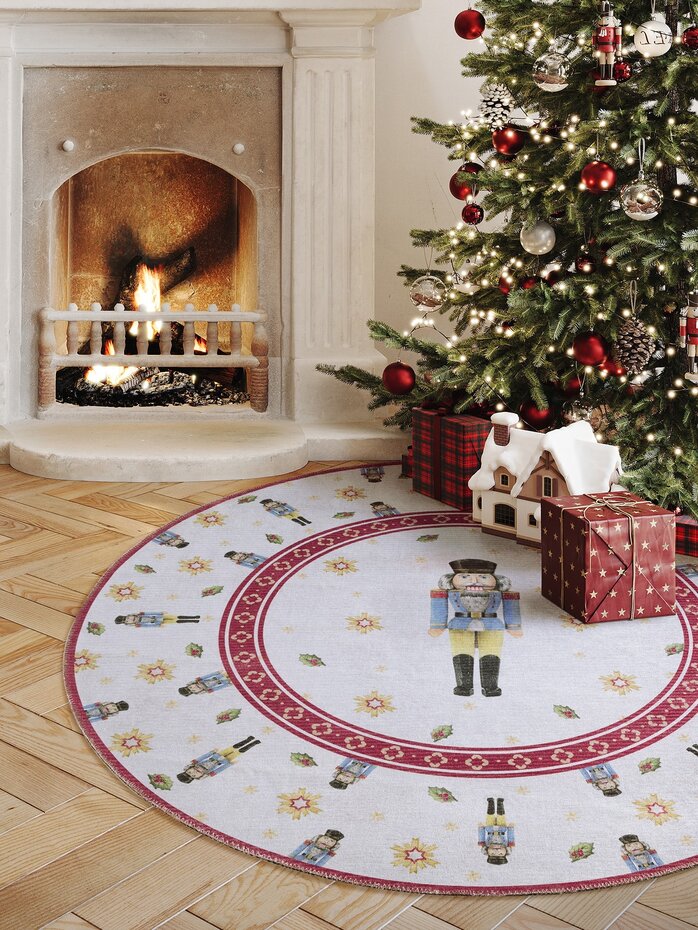 Rond Kerstmis vloerkleed - Toy’s Delight Nutcracker Limited Edition Rood/Wit