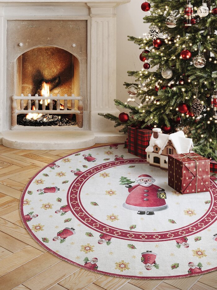 Rond Kerstmis vloerkleed - Toy’s Delight Santa Limited Edition Rood/Wit