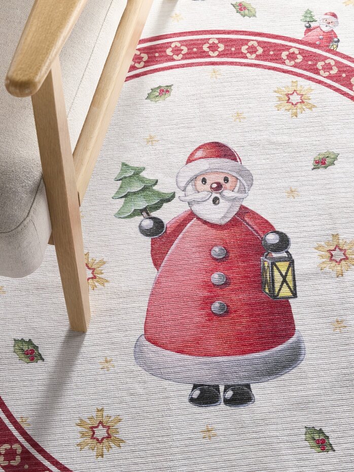 Rond Kerstmis vloerkleed - Toy’s Delight Santa Limited Edition Rood/Wit