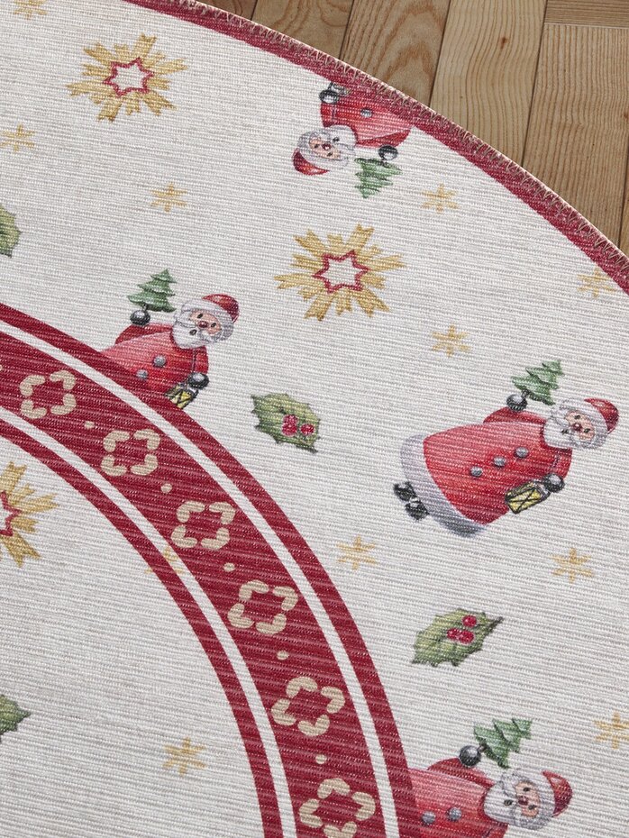 Rond Kerstmis vloerkleed - Toy’s Delight Santa Limited Edition Rood/Wit