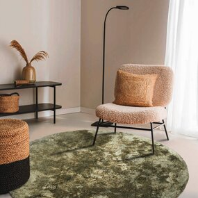 Elle Decoration Rond hoogpolig vloerkleed - Cosy Calida Groen