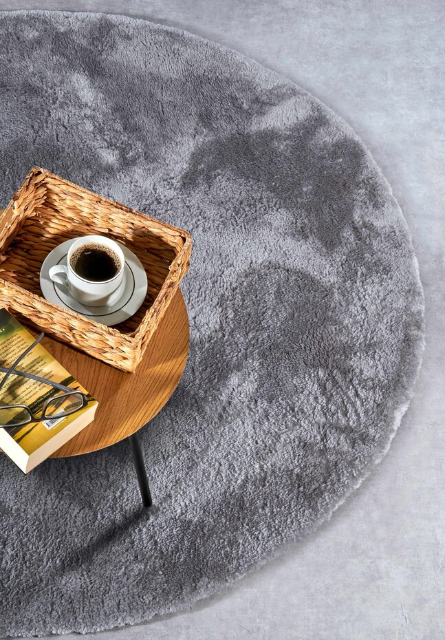 Rond hoogpolig vloerkleed - Cosy Calida Zilver Rond hoogpolig vloerkleed - Cosy Calida Zilver