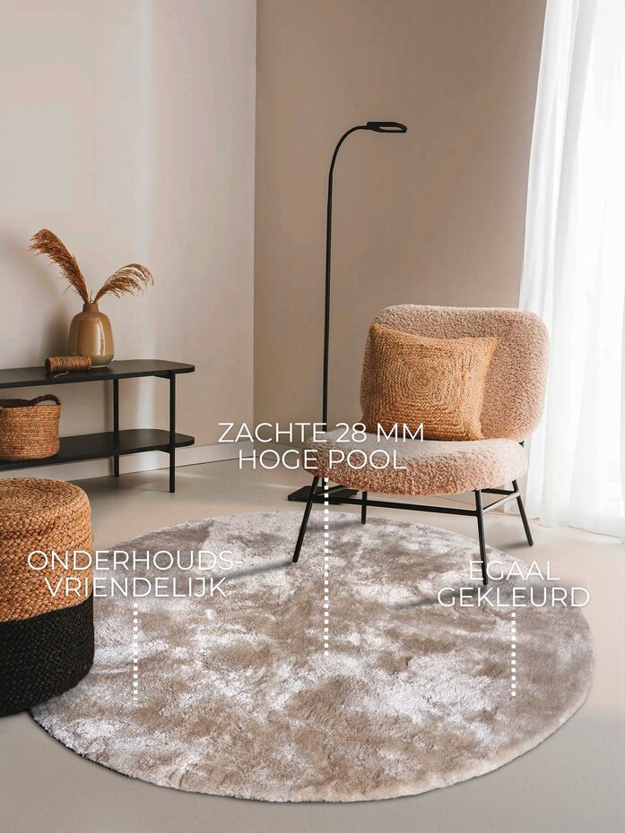 Rond hoogpolig vloerkleed – Cosy Calida Crème Rond hoogpolig vloerkleed – Cosy Calida Crème