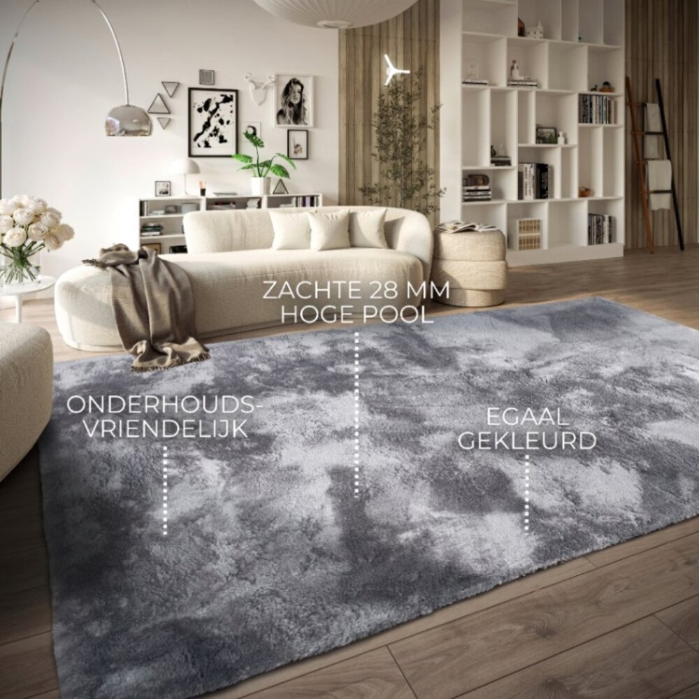Hoogpolig vloerkleed – Cosy Calida Zilver Hoogpolig vloerkleed – Cosy Calida Zilver