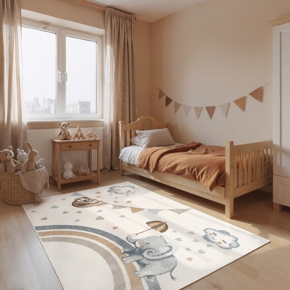 TT Home Vloerkleed Kinderkamer Meisjes Jongens Pastel Effen Kleur Modern Wasbaar, Kleur:Zilver, Maat:140x200 cm