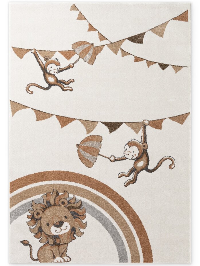 Kindervloerkleed - Lion Party Crème/Multicolor Kindervloerkleed - Lion Party Crème/Multicolor