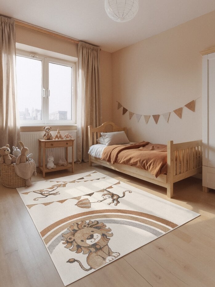 Kindervloerkleed - Lion Party Crème/Multicolor Kindervloerkleed - Lion Party Crème/Multicolor