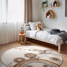 Villeroy & Boch Rond kindervloerkleed - Lion Party Crème/Multicolor Villeroy & Boch Rond kindervloerkleed - Lion Party Crème/Multicolor