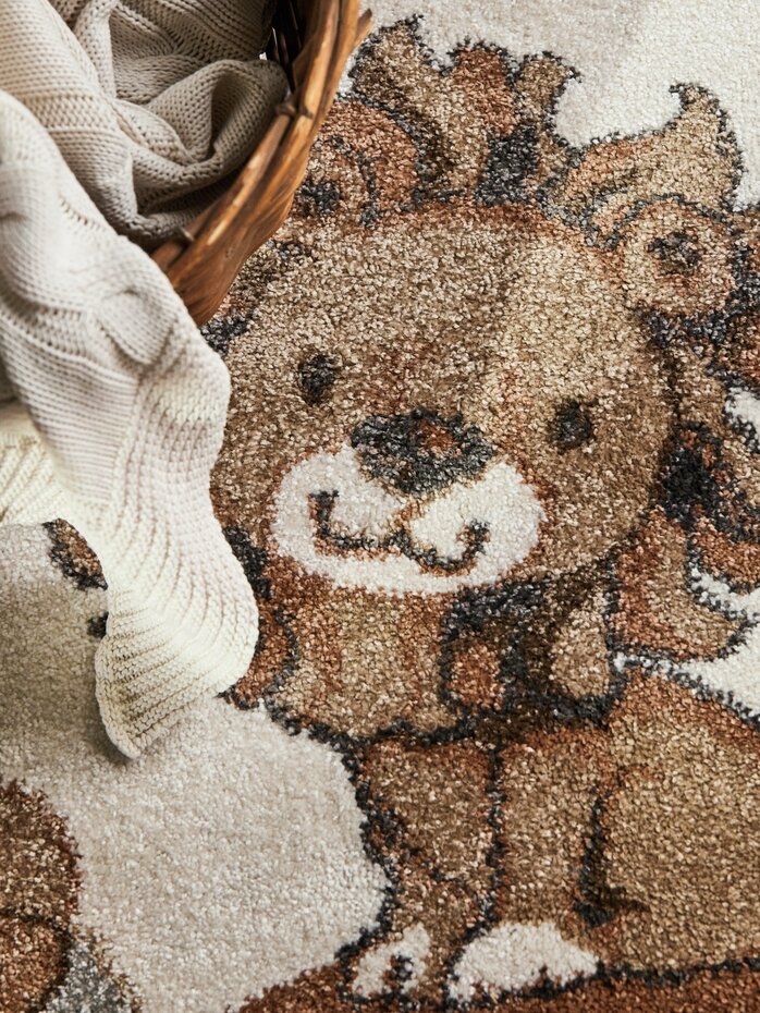 Rond kindervloerkleed - Lion Party Crème/Multicolor Rond kindervloerkleed - Lion Party Crème/Multicolor