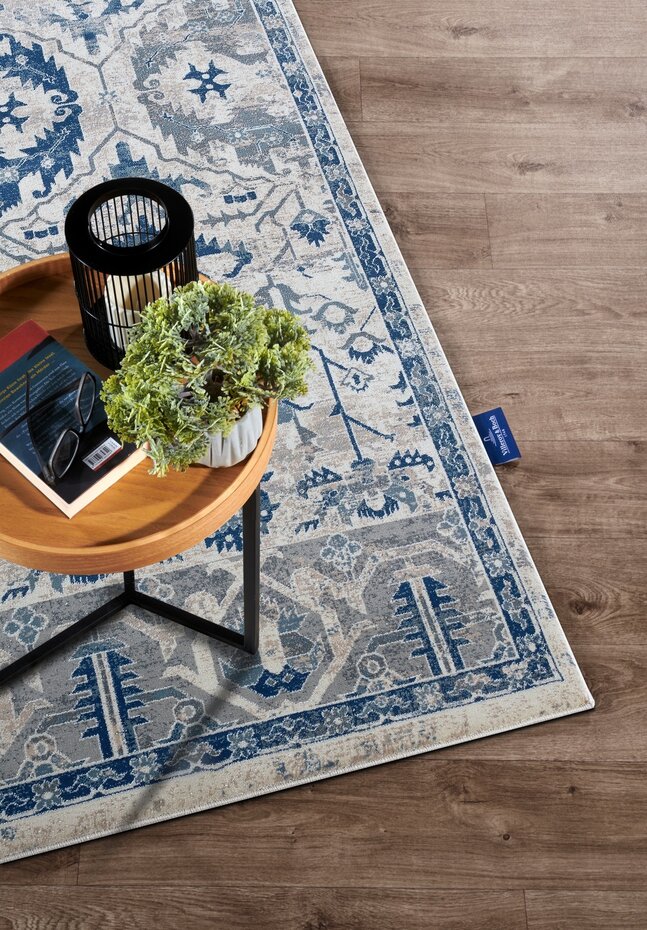 Vintage vloerkleed - Emmanuel Blauw/Crème Vintage vloerkleed - Emmanuel Blauw/Crème