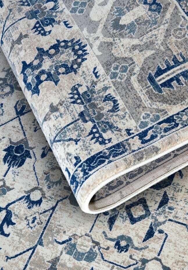 Vintage vloerkleed - Emmanuel Blauw/Crème Vintage vloerkleed - Emmanuel Blauw/Crème