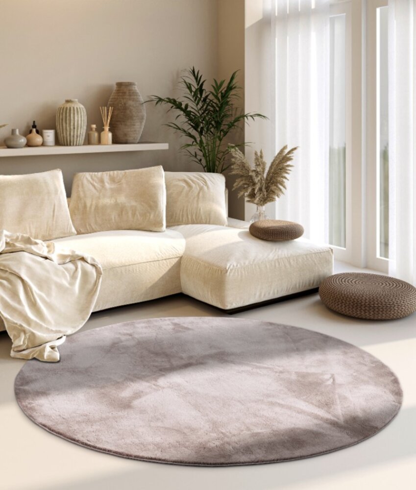 Rond effen vloerkleed - Leon Lichtgrijs