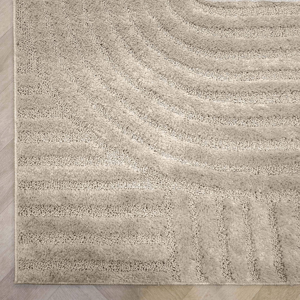 Scandinavisch vloerkleed - Skadi Curve Beige Scandinavisch vloerkleed - Skadi Curve Beige