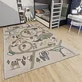 Kindervloerkleed - Adventures Dierentuin Bruin/Grijs - 160 X 235 CM