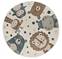 Rond Kindervloerkleed - Dieren Adventures Crème/ Bruin/Blauw - Ã˜ 140 CM
