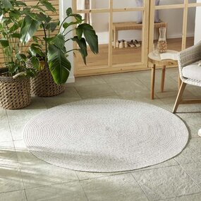 Rond Binnen- En Buitenkleed - Trenzado Wit/Grijs - Ø 200 CM Rond Binnen- En Buitenkleed - Trenzado Wit/Grijs - Ø 200 CM