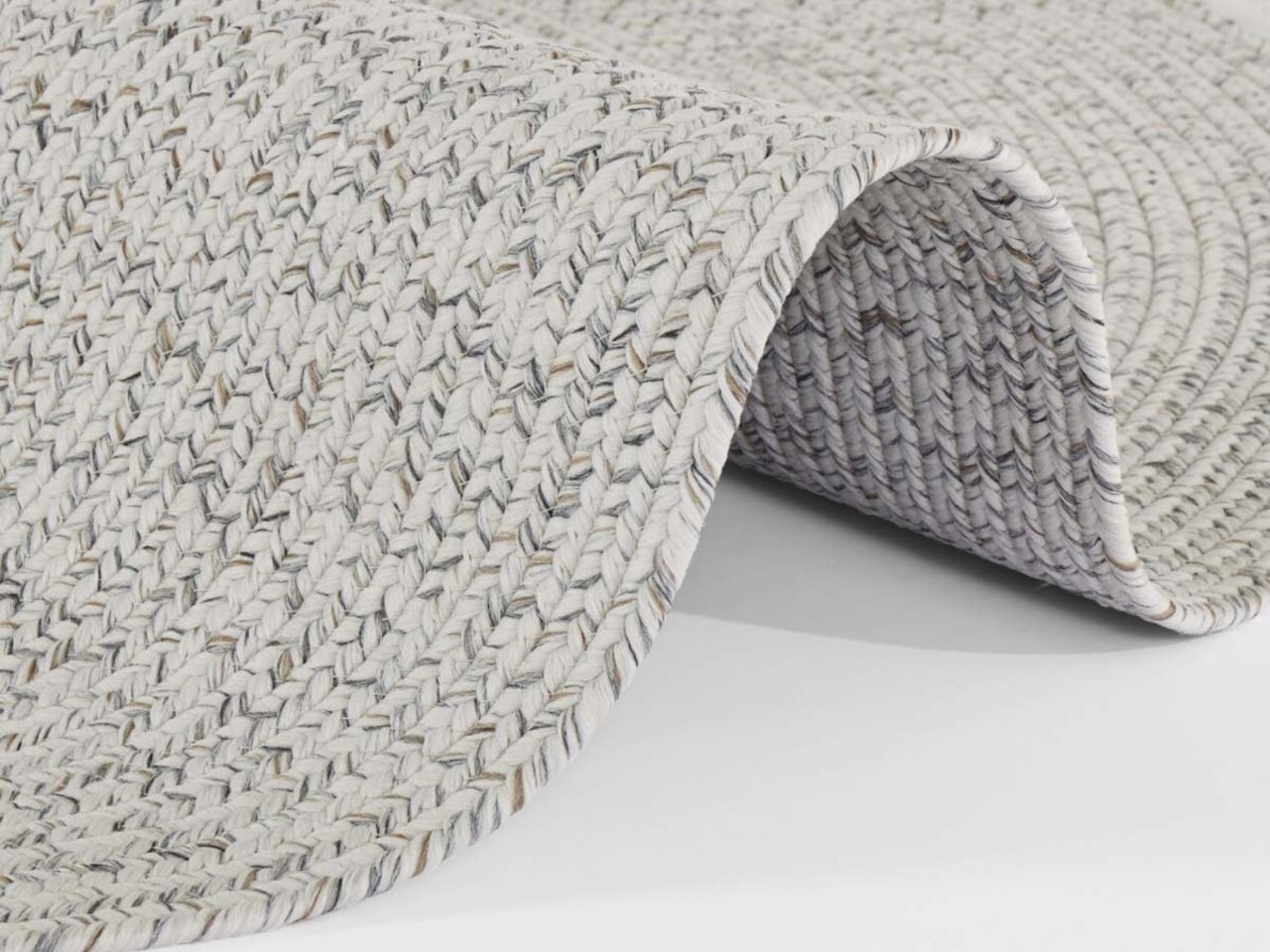 Rond Binnen- En Buitenkleed - Trenzado Wit/Grijs - Ø 200 CM Rond Binnen- En Buitenkleed - Trenzado Wit/Grijs - Ø 200 CM