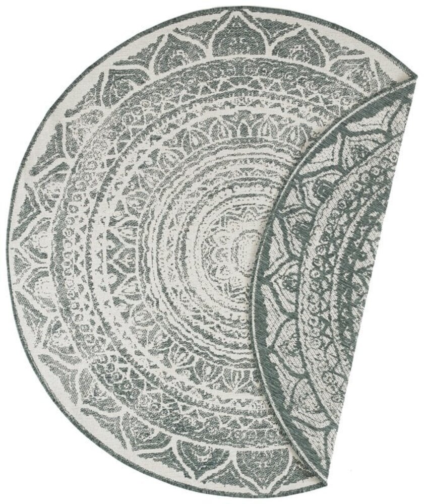 Rond Binnen & Buitenkleed Omkeerbaar - Siruma Groen/Crème - Ã˜ 200 CM