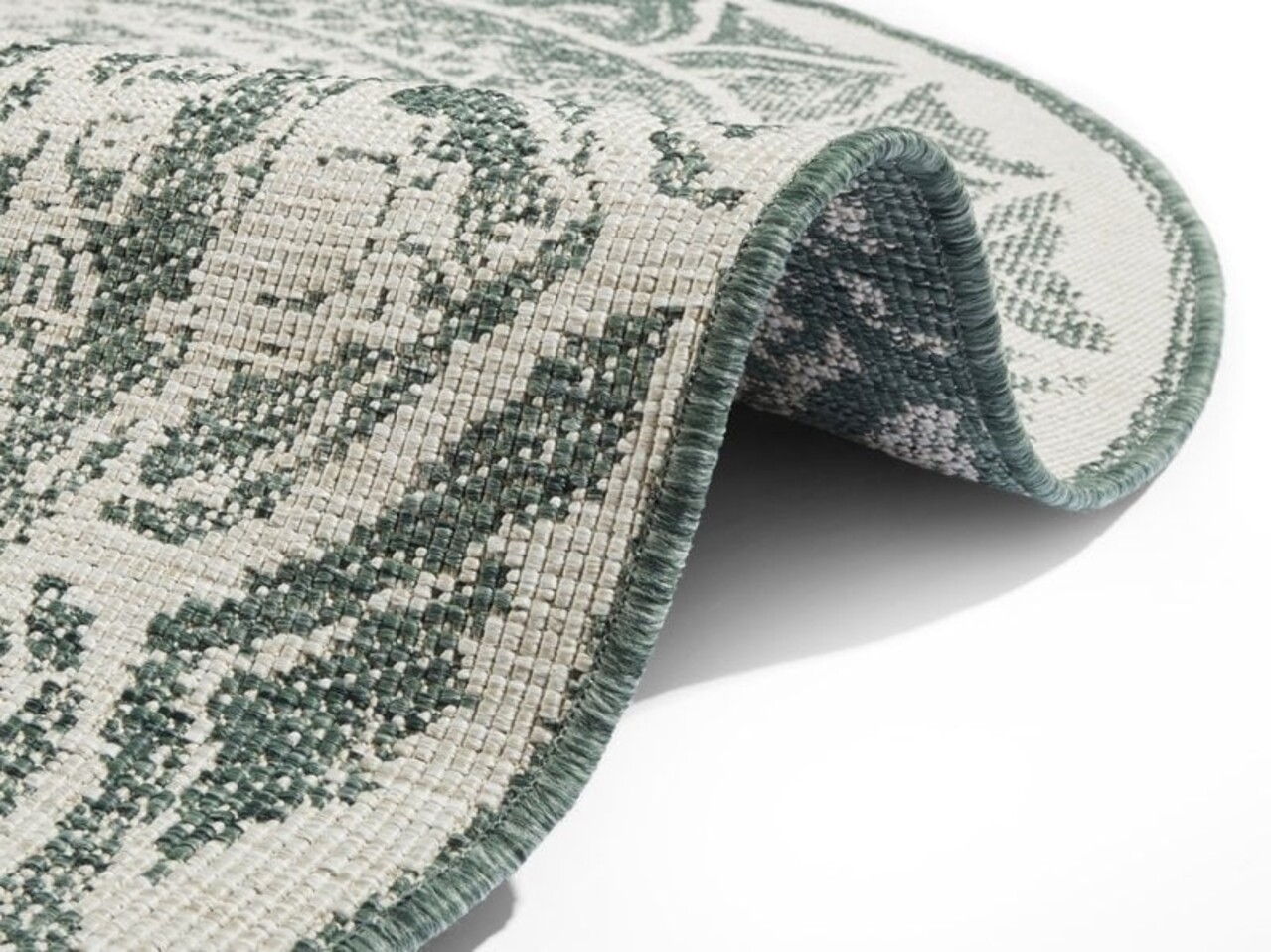 Rond Binnen & Buitenkleed Omkeerbaar - Siruma Groen/Crème - Ã˜ 200 CM