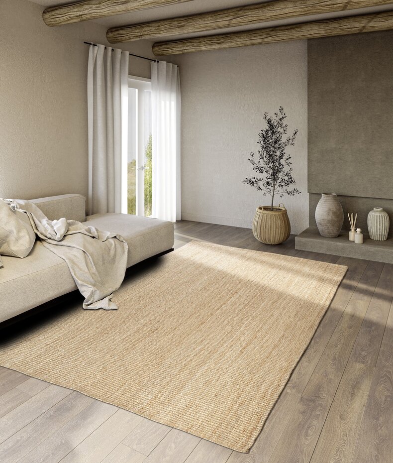 Jute vloerkleed - Rosalie Naturel - 120 X 170 CM Jute vloerkleed - Rosalie Naturel - 120 X 170 CM