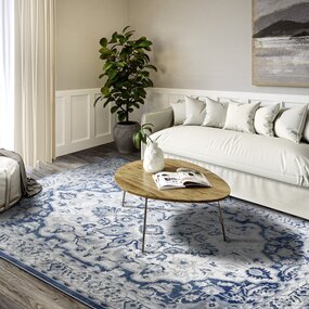 Vintage vloerkleed - Gabrielle Blauw/Crème - 160x235 cm Vintage vloerkleed - Gabrielle Blauw/Crème - 160x235 cm