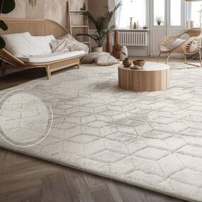 Zacht fluffy vloerkleed - Arinzo Geo Crème - 160x220 cm Zacht fluffy vloerkleed - Arinzo Geo Crème - 160x220 cm