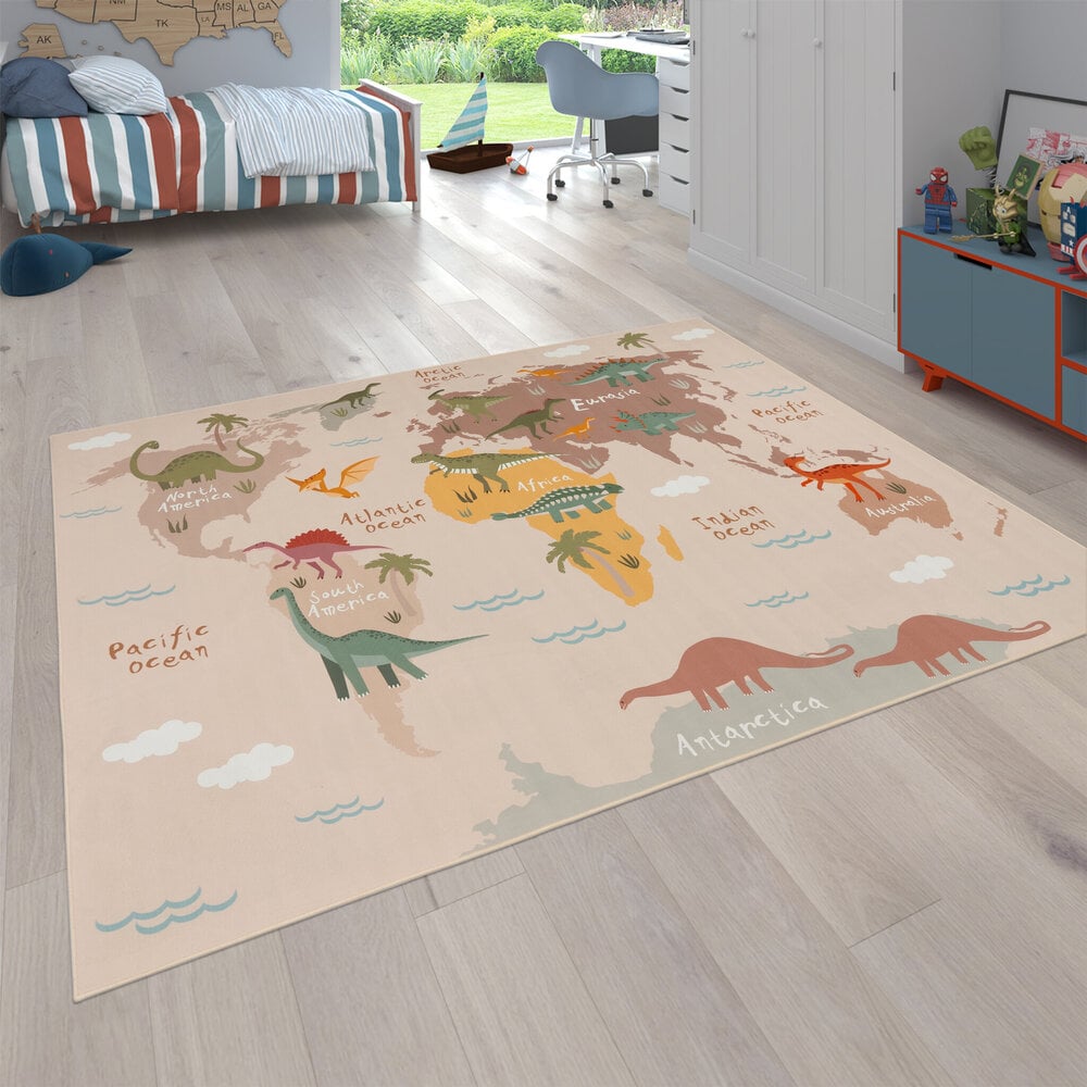 Kindervloerkleed - Binola Dinosaurus Beige - 160x220 cm