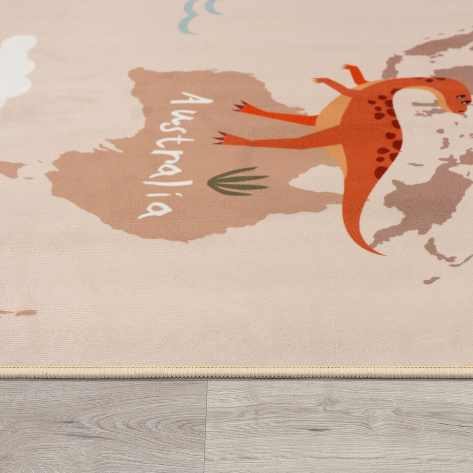 Kindervloerkleed - Binola Dinosaurus Beige - 160x220 cm