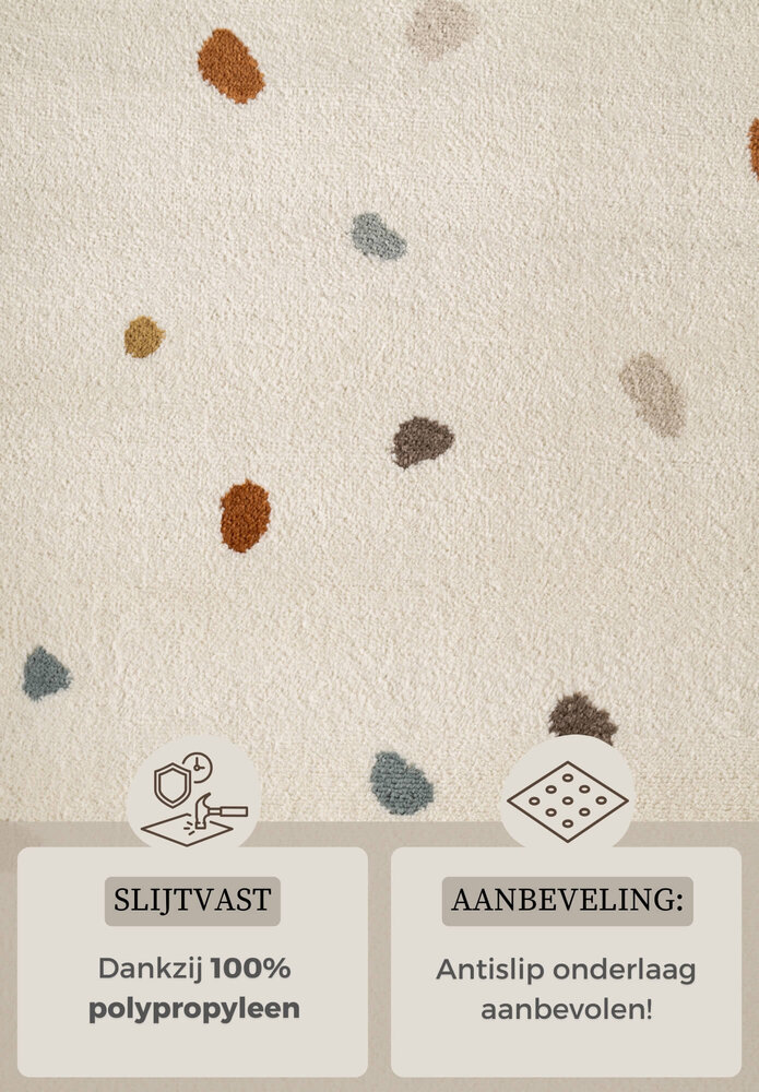 Kindervloerkleed - Funny Dots Crème/Kleurrijk - 160x235 cm Kindervloerkleed - Funny Dots Crème/Kleurrijk - 160x235 cm