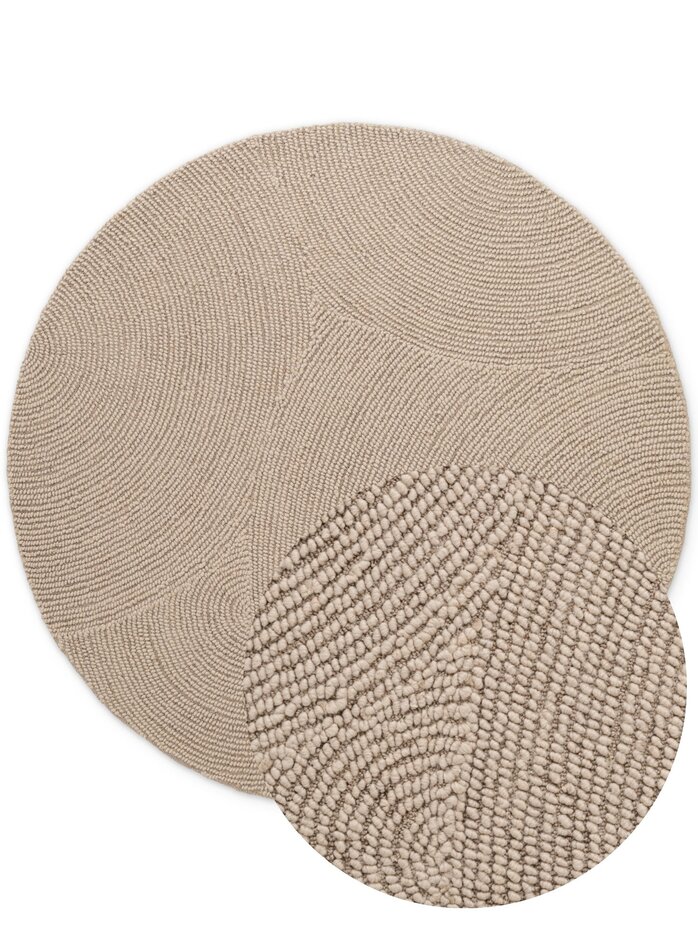 Wollen Japandi vloerkleed - Eleni Rond Beige - 150cm rond Ø Wollen Japandi vloerkleed - Eleni Rond Beige - 150cm rond Ø