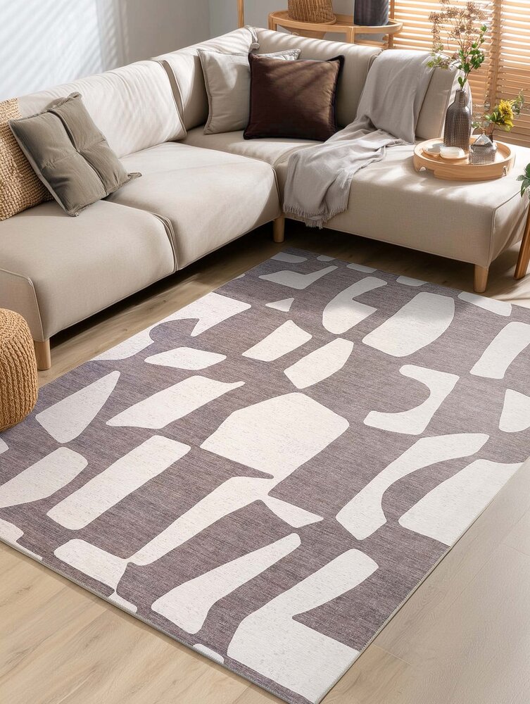 Abstract vloerkleed - Burano Bruin